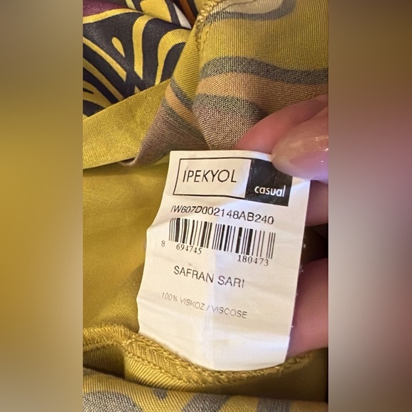 Vintage Ipekyol Yellow and Purple Patterned flowy summer dress size 8 - Picture 8 of 9